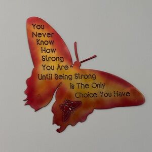 Metal Inspirational Red and Orange Butterfly Wall Decor